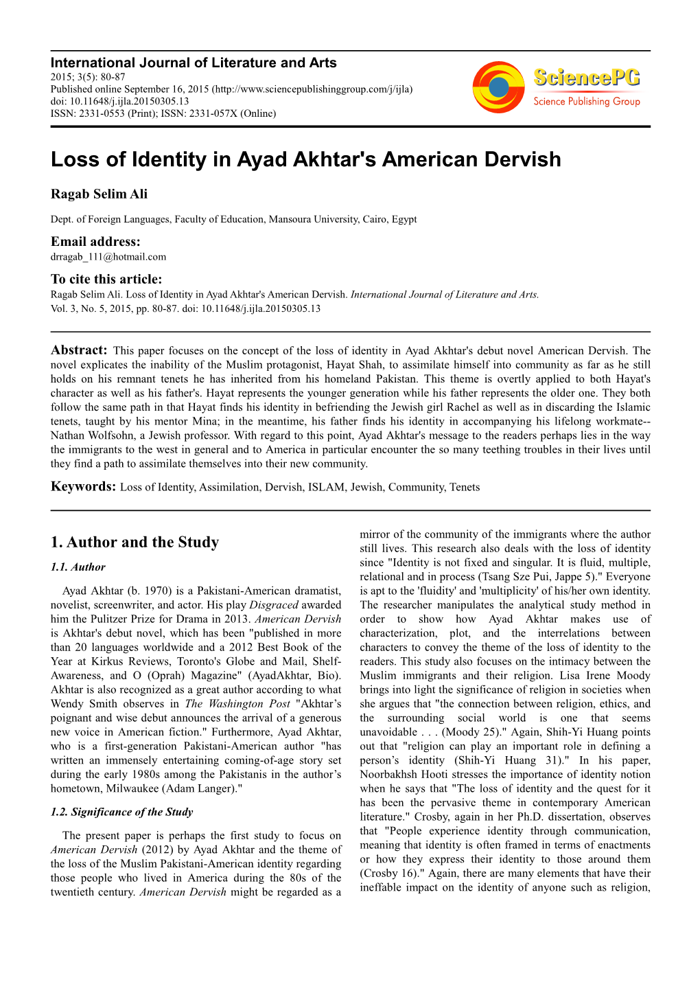 Loss of Identity in Ayad Akhtar's American Dervish