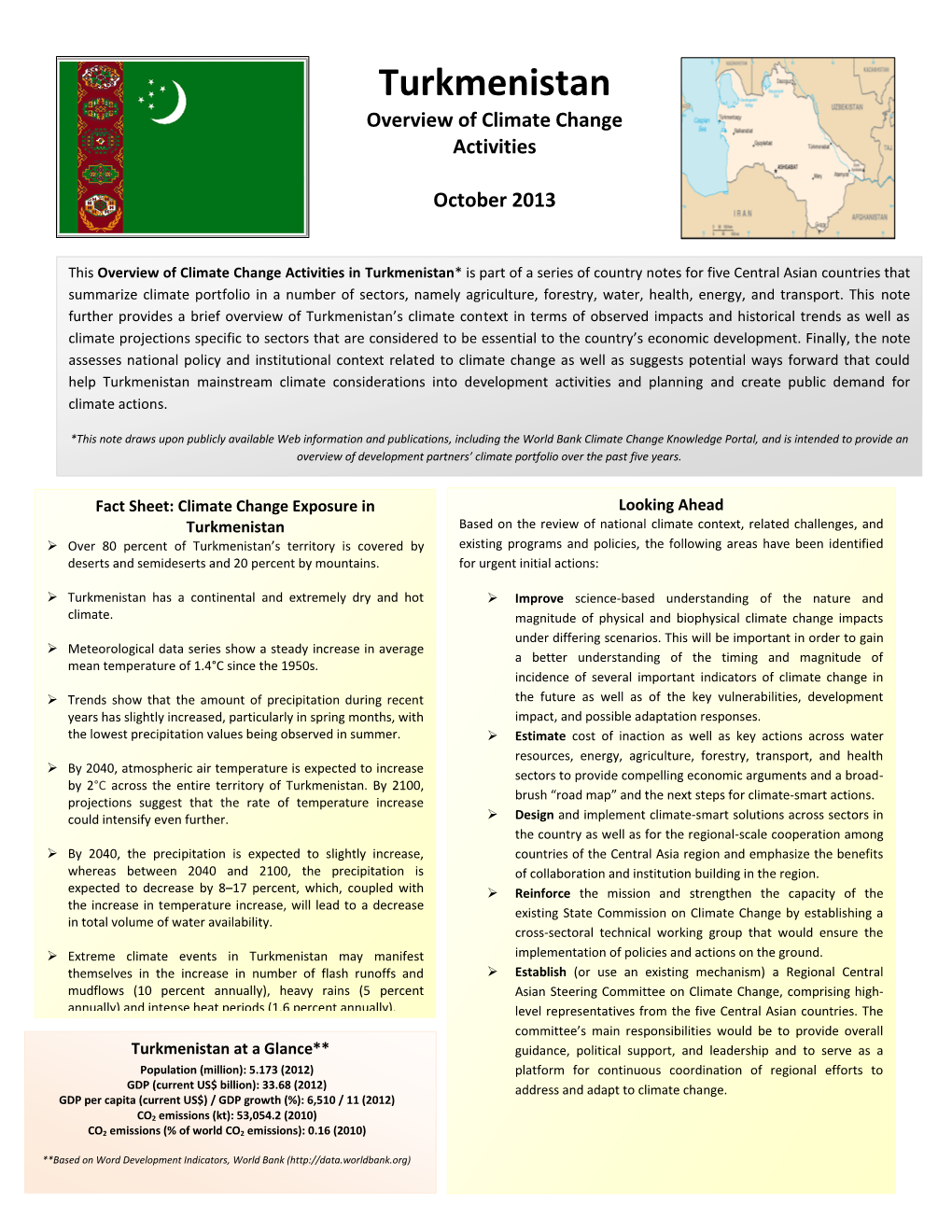 Turkmenistan Overview of Climate Change Activities