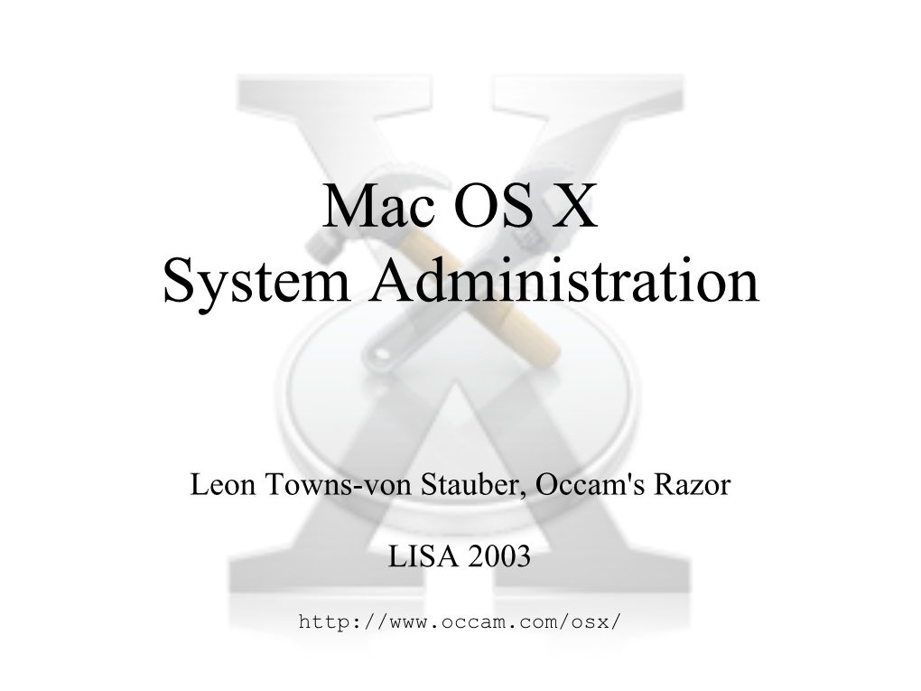 Mac OS X System Administration