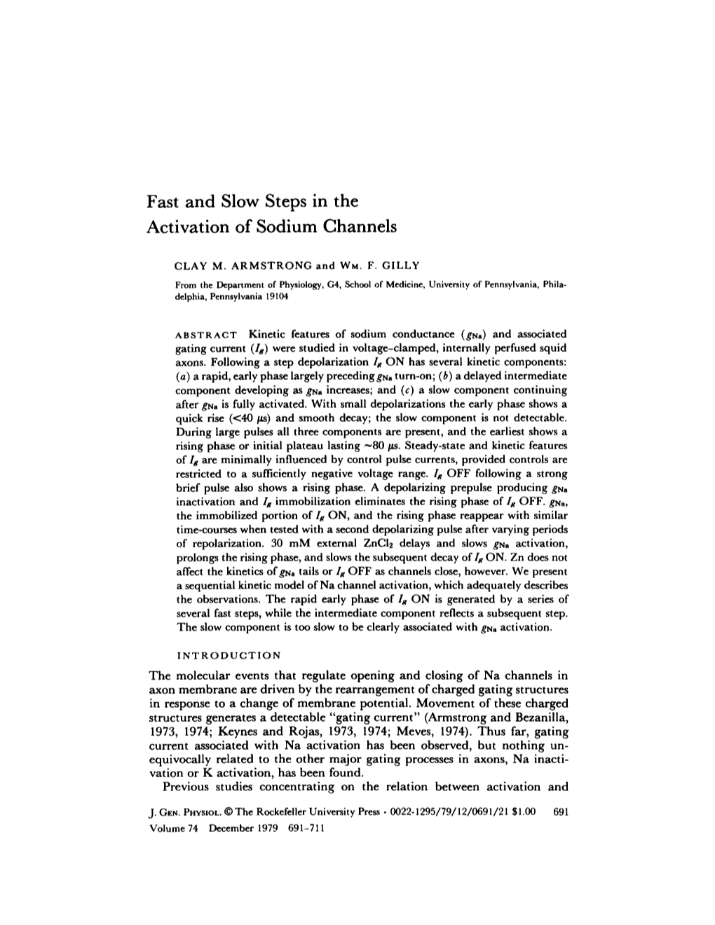 Fast and Slow Steps in the Activation of Sodium Channels