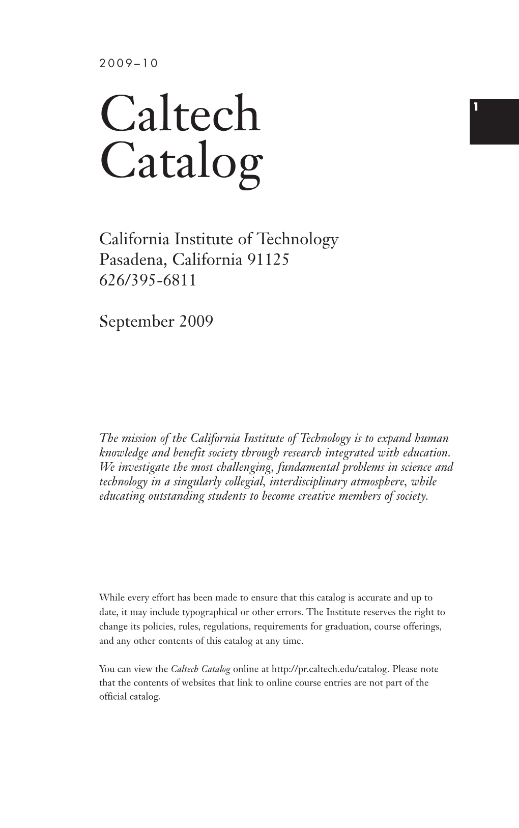 2009-2010 Caltech Catalog