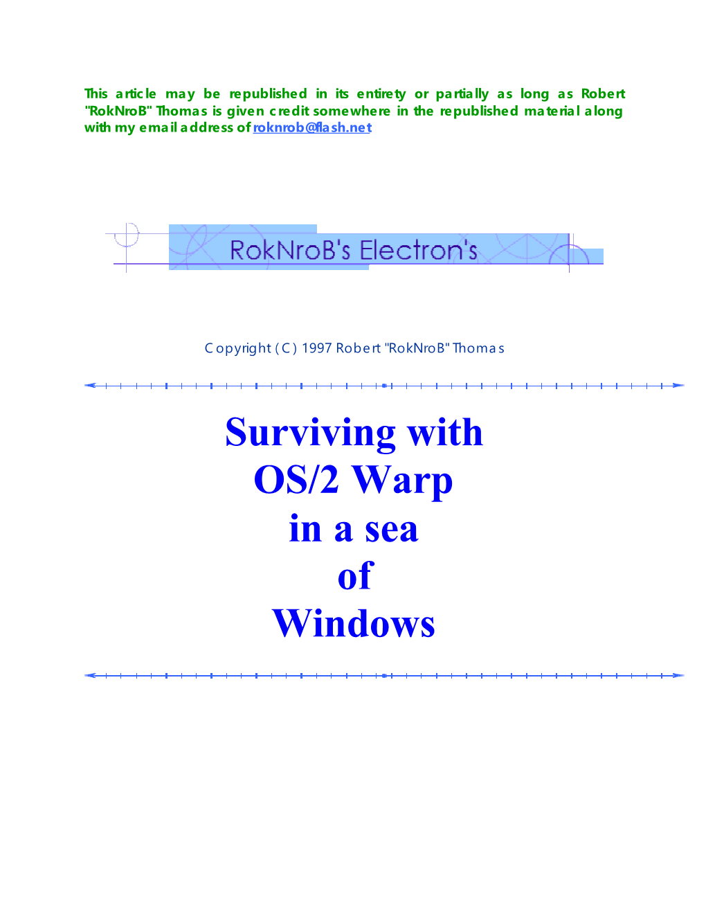 Surviving with OS/2 Warp in a Sea of Windows