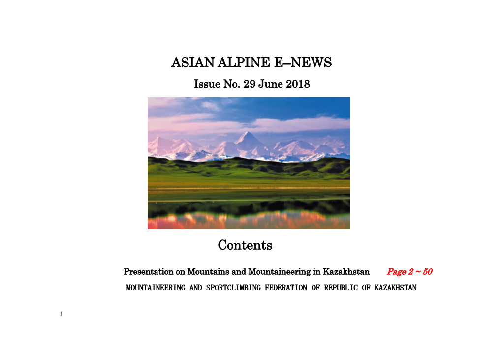 ASIAN ALPINE E–NEWS Contents