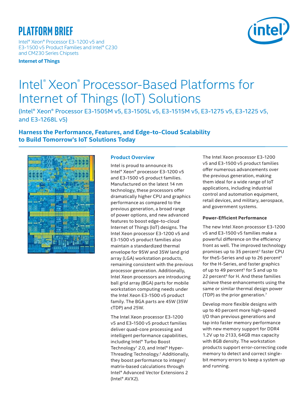 Intel® Xeon® Processor-Based Platforms for Internet of Things (Iot