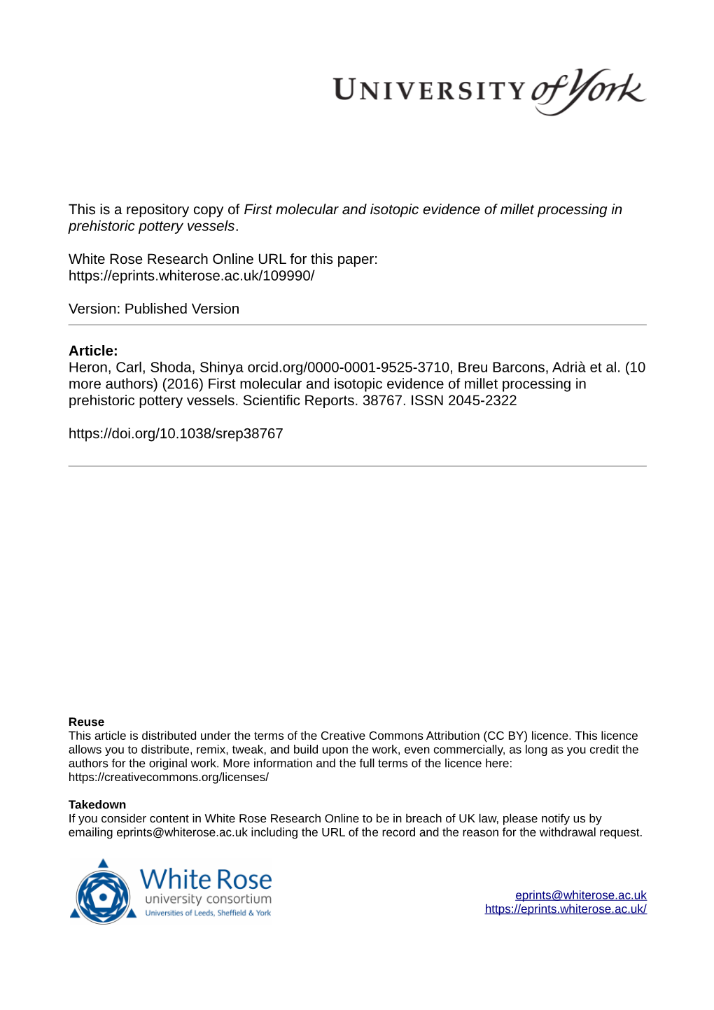 First Molecular and Isotopic Evidence of Millet Processing in Prehistoric Pottery Vessels