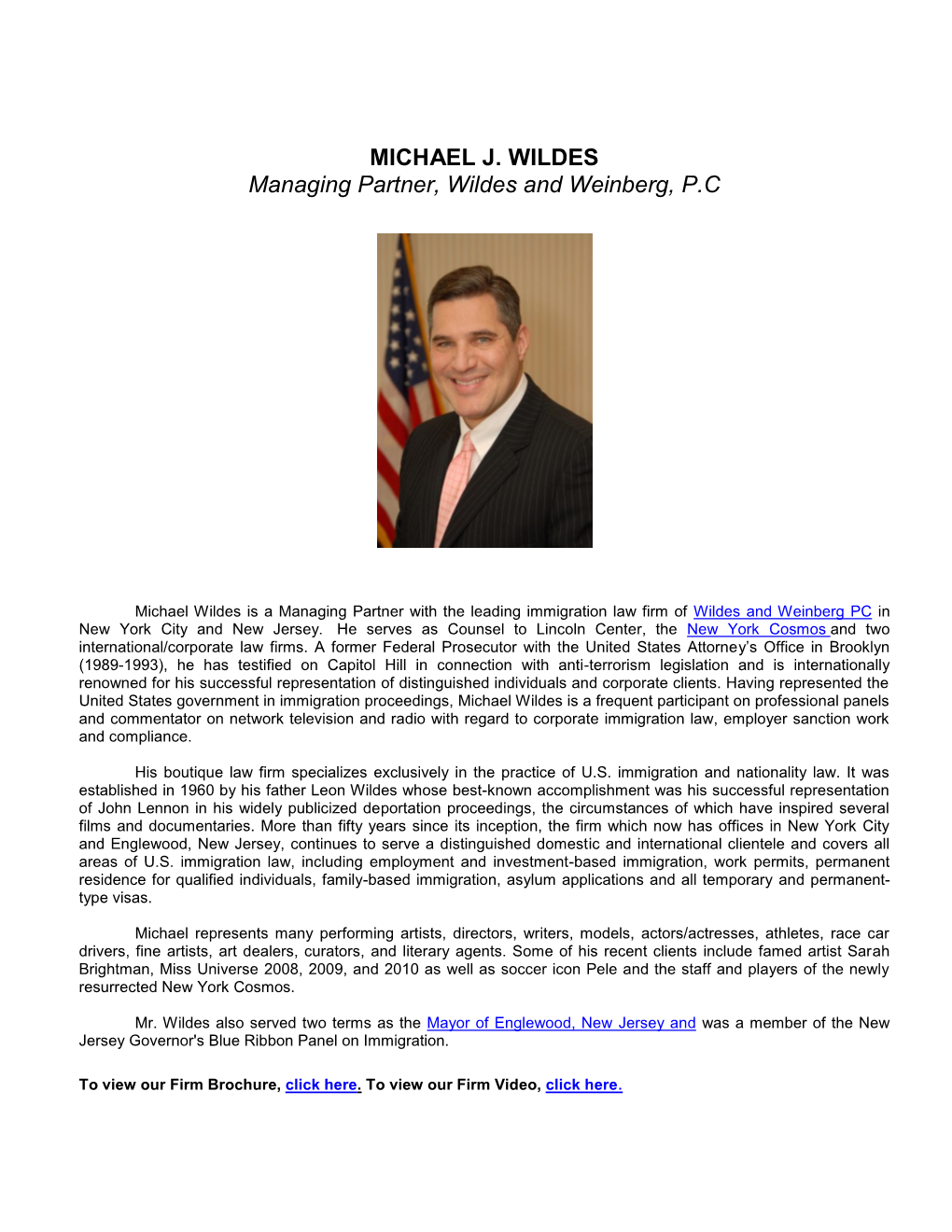 MICHAEL J. WILDES Managing Partner, Wildes and Weinberg, P.C