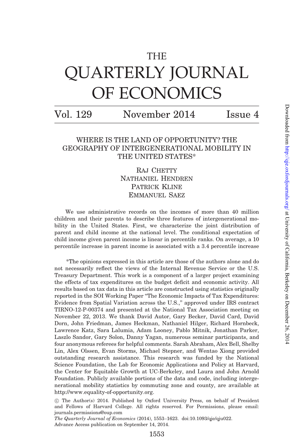QUARTERLY JOURNAL of ECONOMICS Downloaded from Vol