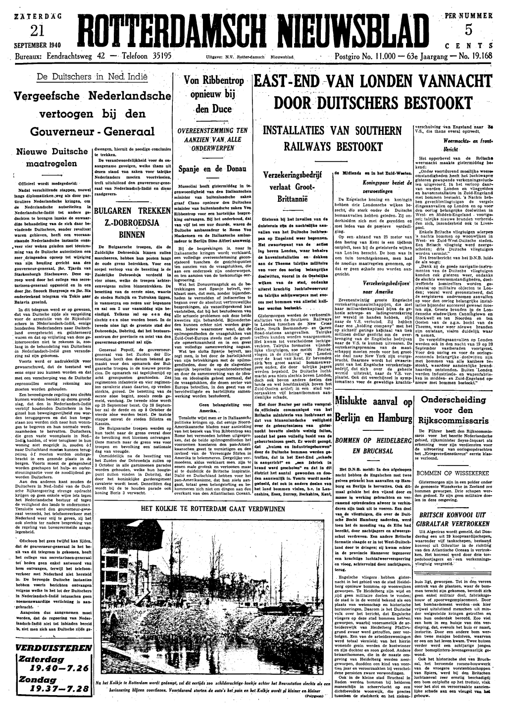 Rotterdamsch Nieuwsblad Zaterdag 21 September 1940