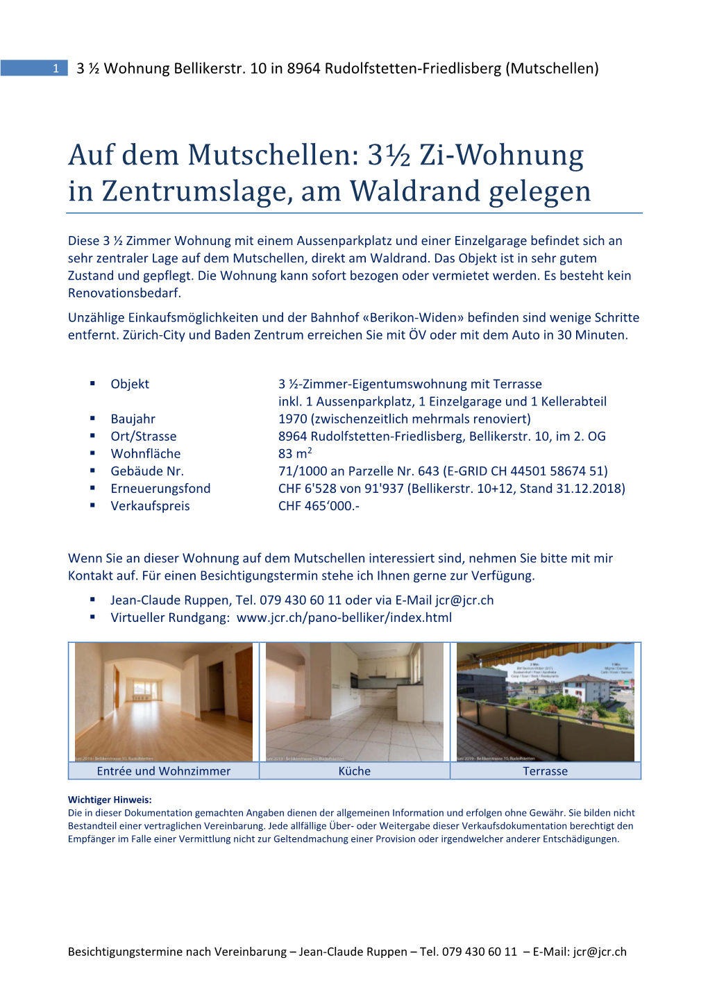 Auf Dem Mutschellen: 3½ Zi-Wohnung in Zentrumslage, Am Waldrand Gelegen