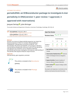 An R/Bioconductor Package to Investigate K-Mer Periodicity in DNA [Version 1; Peer Review: 1 Approved, 3 Approved with Reservations]