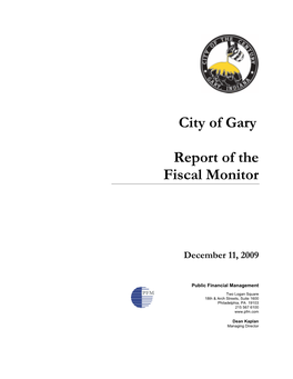 City of Gary Report of the Fiscal Monitor