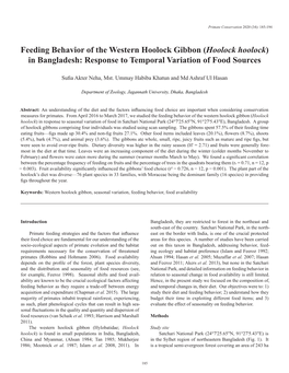 Feeding Ecology of Hoolock Gibbons in Bangladesh