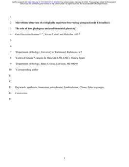 Microbiome Structure of Ecologically Important Bioeroding Sponges (Family Clionaidae)