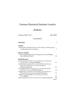 German Historical Institute London Bulletin Vol 24 (2001), No. 1