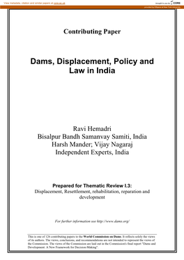 Dams, Displacement, Policy and Law in India