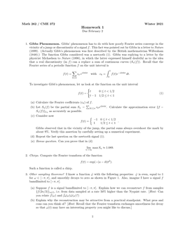 Homework 1 Due February 2