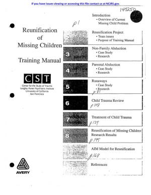 Reunification of Missing Children Training Manual