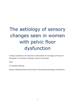 The Aetiology of Sensory Changes Seen in Women with Pelvic Floor Dysfunction