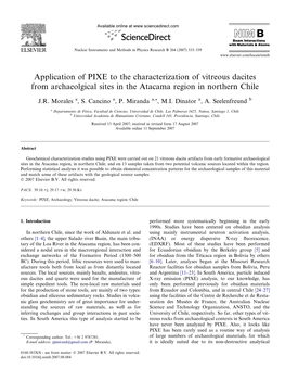 Application of PIXE to the Characterization of Vitreous Dacites from Archaeolgical Sites in the Atacama Region in Northern Chile