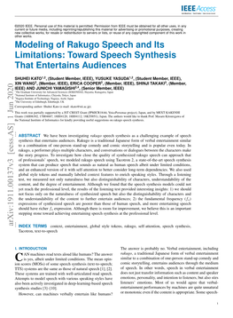 Modeling of Rakugo Speech and Its Limitations: Toward Speech Synthesis That Entertains Audiences