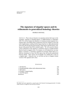 The Signature of Singular Spaces and Its Refinements to Generalized