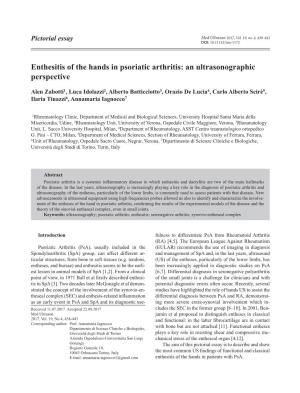Enthesitis of the Hands in Psoriatic Arthritis: an Ultrasonographic Perspective