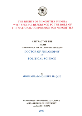 The Rights of Minorities in India with Special Reference to the Role of the National Commission for Minorities