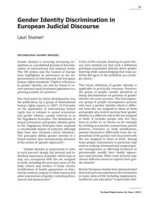 Gender Identity Discrimination in European Judicial Discourse