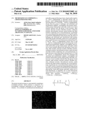 (12) Patent Application Publication (10) Pub. No.: US 2010/0233083 A1 Dias Et Al