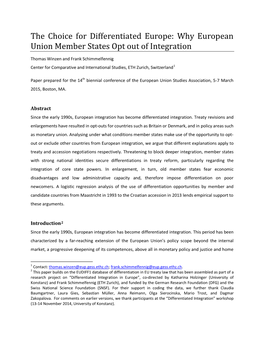 Why European Union Member States Opt out of Integration