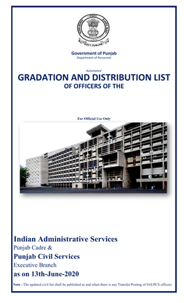 Gradation and Distribution List of Officers of The