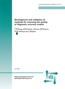 Methods for Assessing the Quality of Diagnostic Accuracy Studies