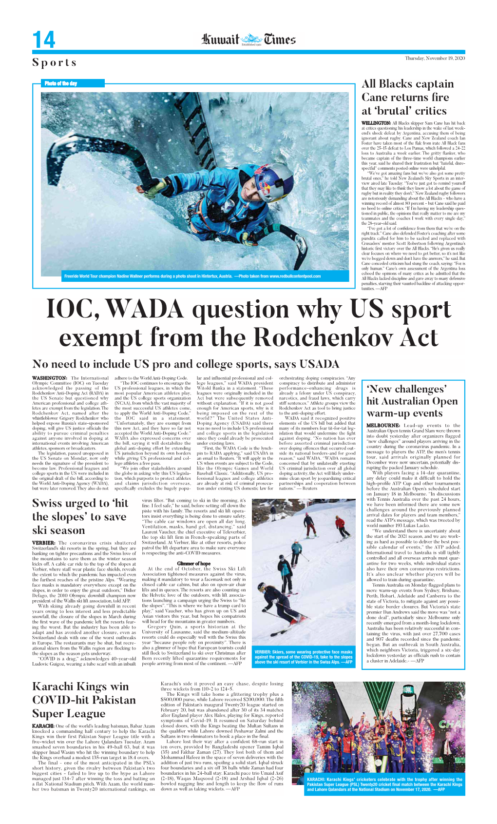 IOC, WADA Question Why US Sport Exempt from the Rodchenkov Act No Need to Include US Pro and College Sports, Says USADA