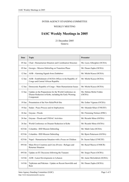 20051212-673, Weekly Meetings in 2005