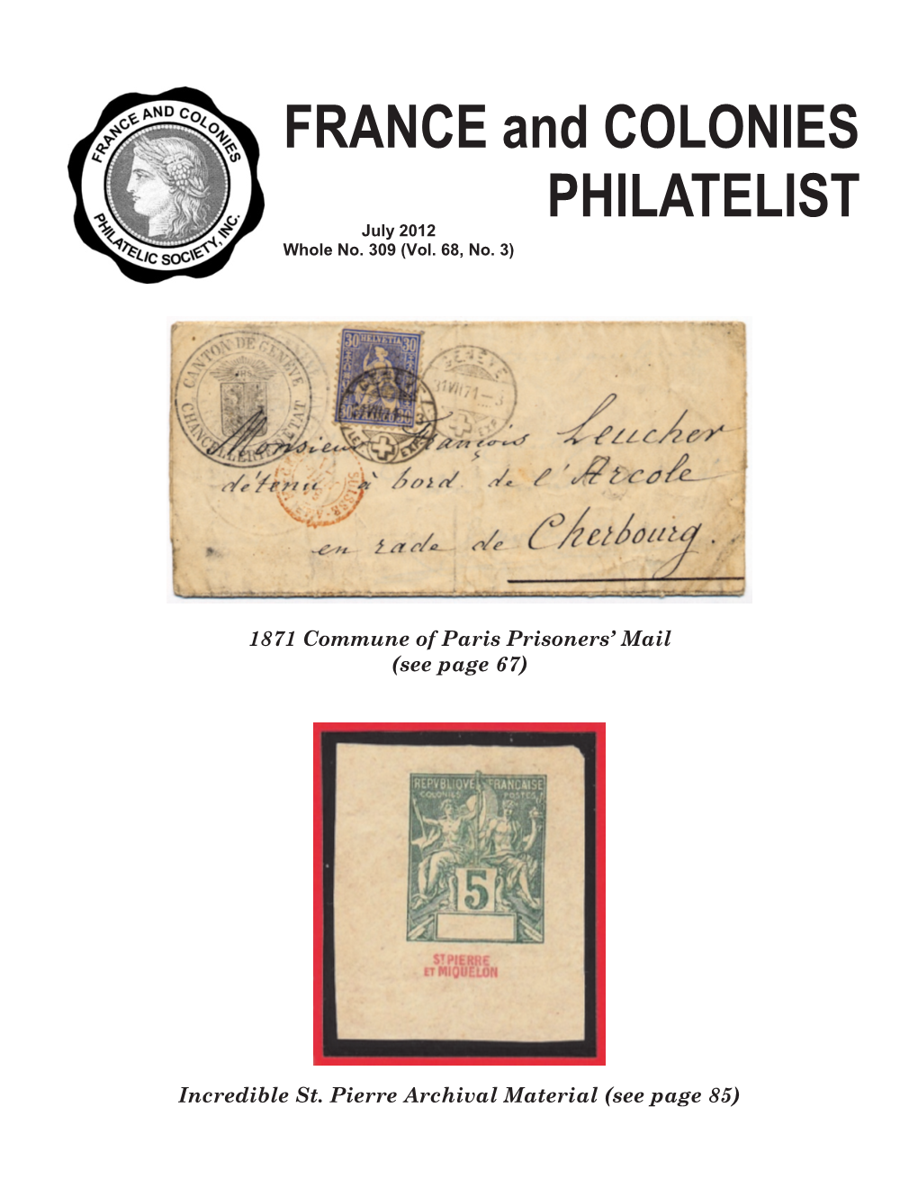 FRANCE and COLONIES PHILATELIST July 2012 Whole No