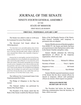 Journal of the Senate Ninety-Fourth General Assembly of the State of Missouri First Regular Session