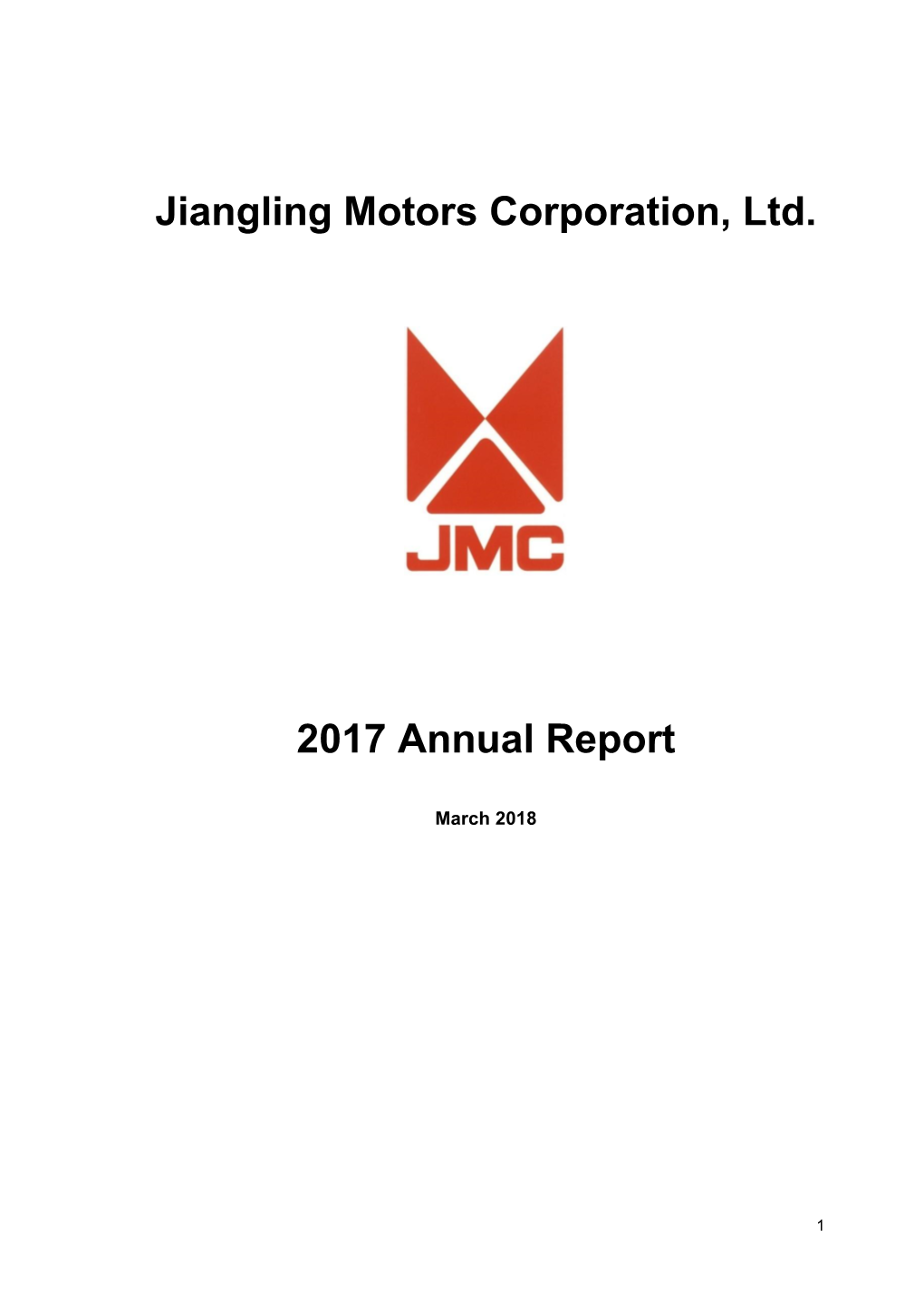 Jiangling Motors Corporation, Ltd. 2017 Annual Report