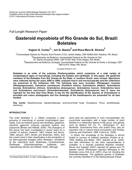 Gasteroid Mycobiota of Rio Grande Do Sul, Brazil: Boletales