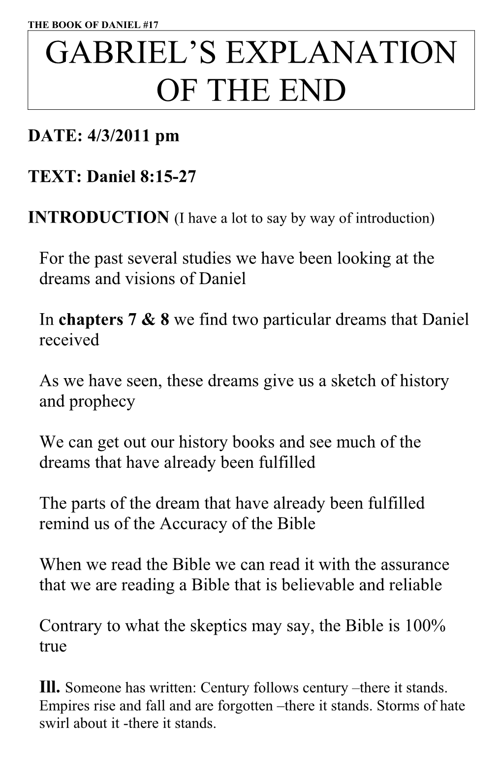 Gabriel S Explanation of the End Daniel 8:15-27