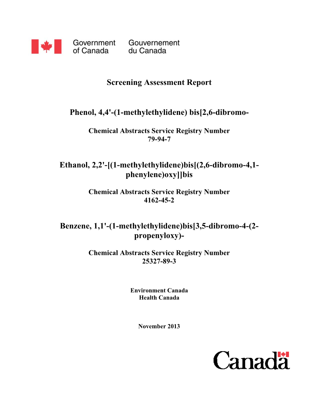 Screening Assessment Report Phenol