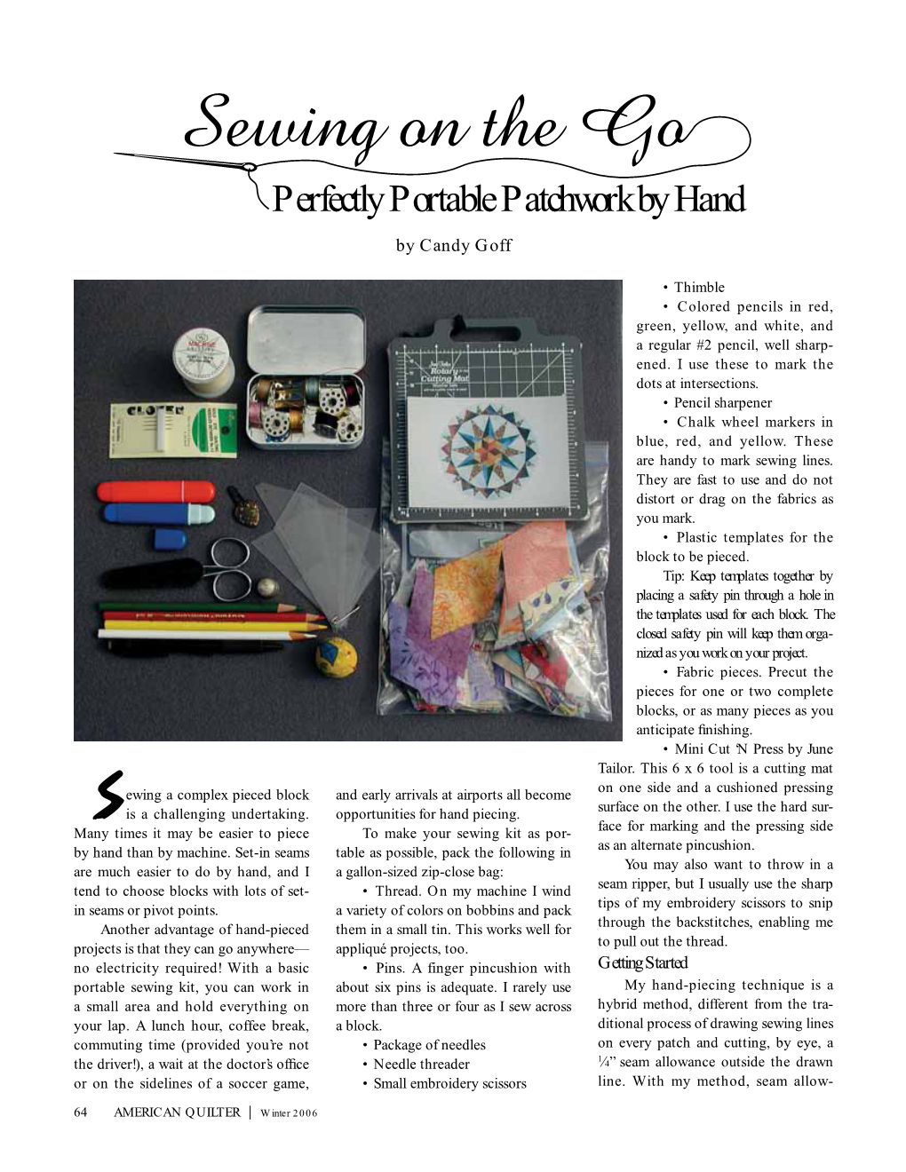 Sewing on the Go: Perfectly Portable Patchwork by Hand by Candy Goff