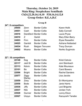 Steeplechase/PSJ Running Order