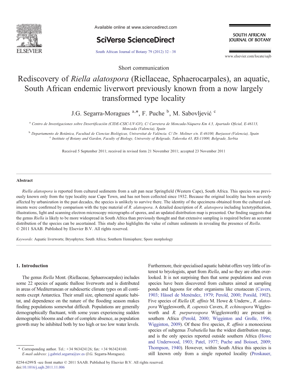 Rediscovery of Riella Alatospora