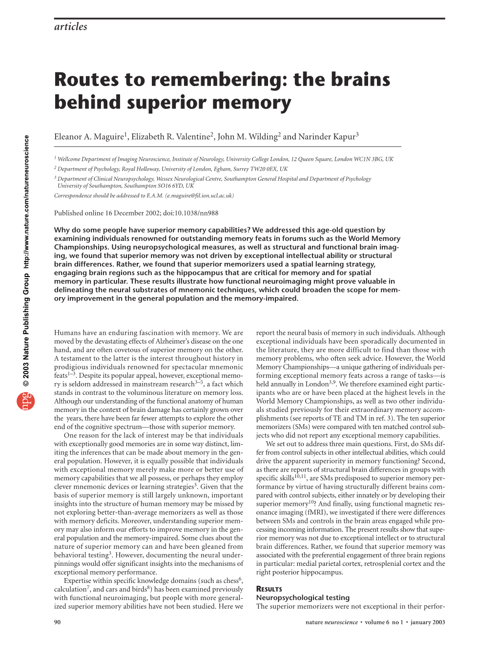 Routes to Remembering: the Brains Behind Superior Memory