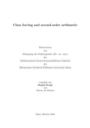 Class Forcing and Second-Order Arithmetic