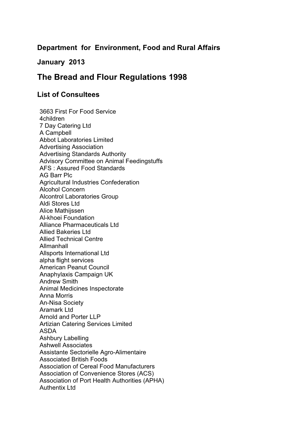 Bread and Flour Regulations 1998