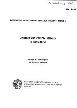 Livestock and Poultry Research in Bangladesh