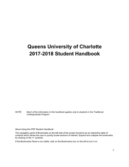 Queens University of Charlotte 2017-2018 Student Handbook