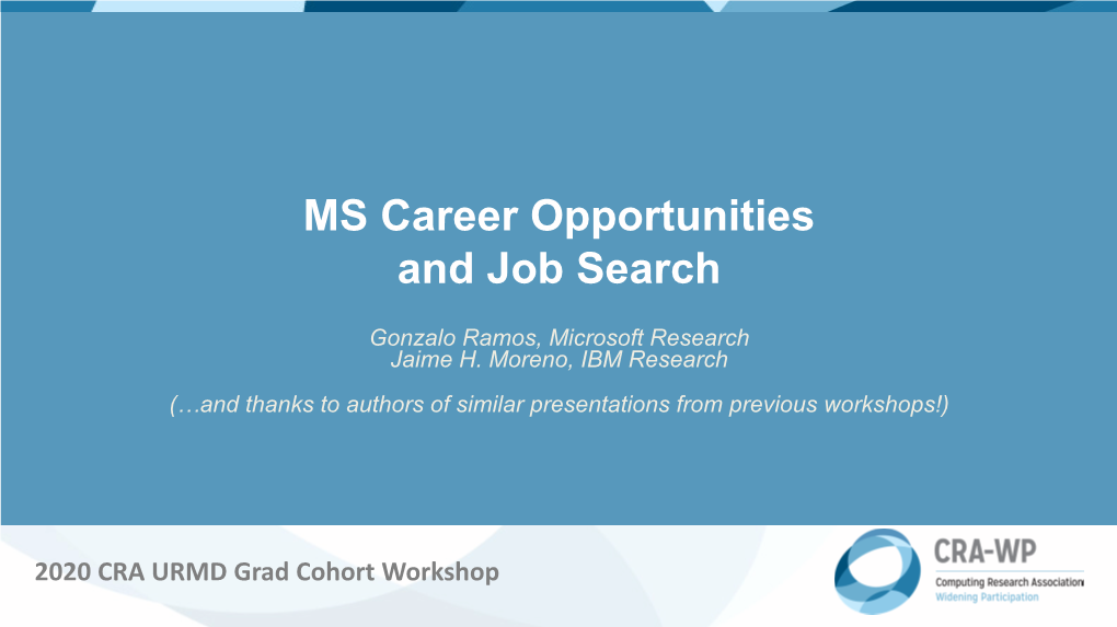 M.S. Career Opportunities & Job Search