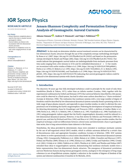 Jensen-Shannon Complexity and Permutation Entropy Analysis Of